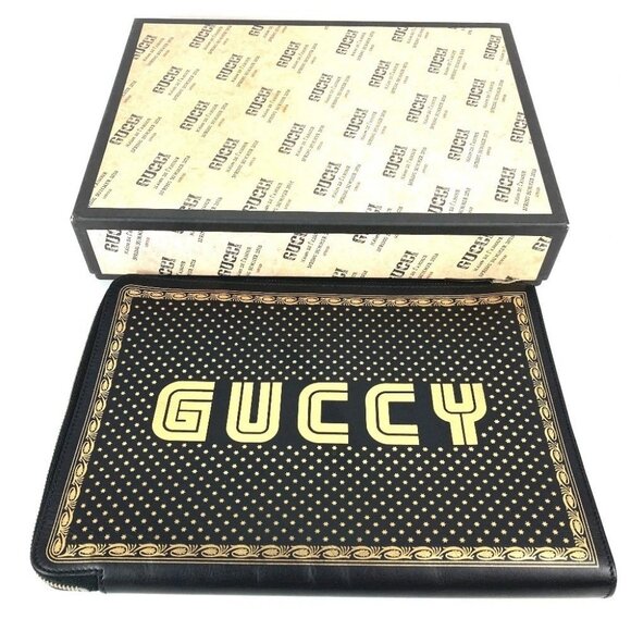 GUCCI 523441 Sega collaboration GUCCY logo Clutch Bag pouch with a handle Clutch - Picture 1 of 16